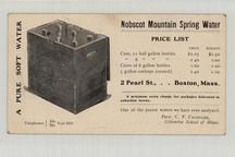 Nobscot Mountain Spring Water, Perkins Collection 1850 to 1900 Advertising Cards